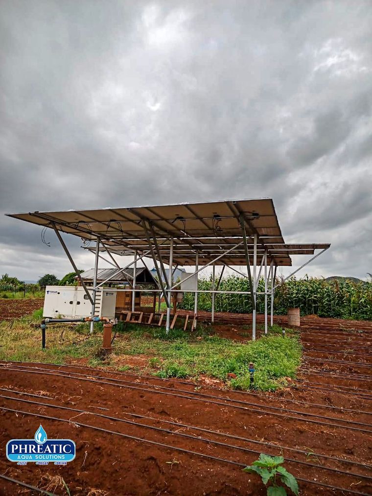 A solar array powering a water pump at Emali, Makueni County